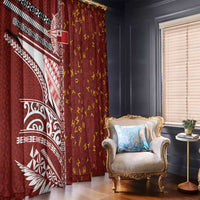 Tonga Language Week Window Curtain Ngatu Pattern and Tongan Alphabet - Polynesian Pride