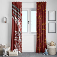 Tonga Language Week Window Curtain Ngatu Pattern and Tongan Alphabet - Polynesian Pride