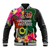Personalised Penama Day Baseball Jacket Proud To Be A Ni-Van Beauty Pacific Flower LT03 Unisex Black - Polynesian Pride
