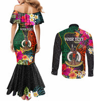Personalised Penama Day Couples Matching Mermaid Dress and Long Sleeve Button Shirts Proud To Be A Ni-Van Beauty Pacific Flower LT03 - Polynesian Pride