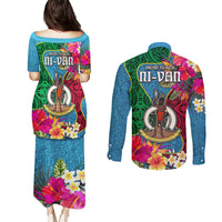 Sanma Day Couples Matching Puletasi Dress and Long Sleeve Button Shirts Proud To Be A Ni-Van Beauty Pacific Flower LT03 - Polynesian Pride