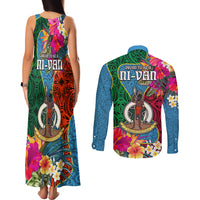Sanma Day Couples Matching Tank Maxi Dress and Long Sleeve Button Shirts Proud To Be A Ni-Van Beauty Pacific Flower LT03 - Polynesian Pride