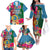 Sanma Day Family Matching Off Shoulder Long Sleeve Dress and Hawaiian Shirt Proud To Be A Ni-Van Beauty Pacific Flower LT03 Blue - Polynesian Pride