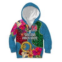 Sanma Day Kid Hoodie Proud To Be A Ni-Van Beauty Pacific Flower LT03 Zip Hoodie Blue - Polynesian Pride