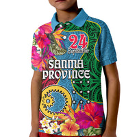 Sanma Day Kid Polo Shirt Proud To Be A Ni-Van Beauty Pacific Flower LT03 Kid Blue - Polynesian Pride