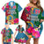 Personalised Sanma Day Family Matching Off Shoulder Short Dress and Hawaiian Shirt Proud To Be A Ni-Van Beauty Pacific Flower LT03 Blue - Polynesian Pride