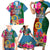 Personalised Sanma Day Family Matching Short Sleeve Bodycon Dress and Hawaiian Shirt Proud To Be A Ni-Van Beauty Pacific Flower LT03 Blue - Polynesian Pride