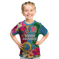 Personalised Sanma Day Kid T Shirt Proud To Be A Ni-Van Beauty Pacific Flower LT03 Blue - Polynesian Pride
