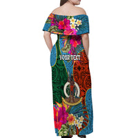 Personalised Sanma Day Off Shoulder Maxi Dress Proud To Be A Ni-Van Beauty Pacific Flower LT03 - Polynesian Pride