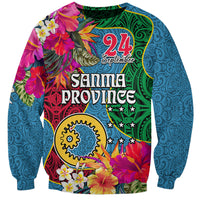 Personalised Sanma Day Sweatshirt Proud To Be A Ni-Van Beauty Pacific Flower LT03 Unisex Blue - Polynesian Pride