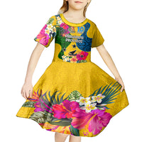 Malampa Day Kid Short Sleeve Dress Proud To Be A Ni-Van Beauty Pacific Flower LT03 - Polynesian Pride