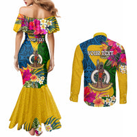 Personalised Malampa Day Couples Matching Mermaid Dress and Long Sleeve Button Shirts Proud To Be A Ni-Van Beauty Pacific Flower LT03 - Polynesian Pride