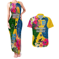 Personalised Malampa Day Couples Matching Tank Maxi Dress and Hawaiian Shirt Proud To Be A Ni-Van Beauty Pacific Flower LT03 Yellow - Polynesian Pride