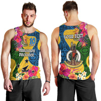 Personalised Malampa Day Men Tank Top Proud To Be A Ni-Van Beauty Pacific Flower LT03 - Polynesian Pride