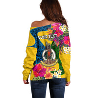 Personalised Malampa Day Off Shoulder Sweater Proud To Be A Ni-Van Beauty Pacific Flower LT03 - Polynesian Pride