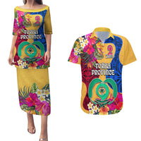 Torba Day Couples Matching Puletasi Dress and Hawaiian Shirt Proud To Be A Ni-Van Beauty Pacific Flower LT03 Yellow - Polynesian Pride