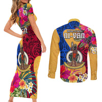 Torba Day Couples Matching Short Sleeve Bodycon Dress and Long Sleeve Button Shirts Proud To Be A Ni-Van Beauty Pacific Flower LT03 - Polynesian Pride