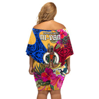 Torba Day Off Shoulder Short Dress Proud To Be A Ni-Van Beauty Pacific Flower LT03 - Polynesian Pride