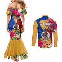 Personalised Torba Day Couples Matching Mermaid Dress and Long Sleeve Button Shirts Proud To Be A Ni-Van Beauty Pacific Flower LT03 - Polynesian Pride