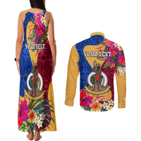 Personalised Torba Day Couples Matching Tank Maxi Dress and Long Sleeve Button Shirts Proud To Be A Ni-Van Beauty Pacific Flower LT03 - Polynesian Pride