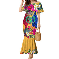 Personalised Torba Day Mermaid Dress Proud To Be A Ni-Van Beauty Pacific Flower LT03 Women Yellow - Polynesian Pride
