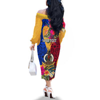 Personalised Torba Day Off The Shoulder Long Sleeve Dress Proud To Be A Ni-Van Beauty Pacific Flower LT03 - Polynesian Pride