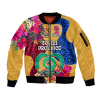 Personalised Torba Day Sleeve Zip Bomber Jacket Proud To Be A Ni-Van Beauty Pacific Flower LT03 Unisex Yellow - Polynesian Pride