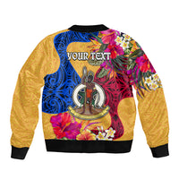 Personalised Torba Day Sleeve Zip Bomber Jacket Proud To Be A Ni-Van Beauty Pacific Flower LT03 - Polynesian Pride