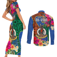 Tafea Day Couples Matching Short Sleeve Bodycon Dress and Long Sleeve Button Shirts Proud To Be A Ni-Van Beauty Pacific Flower LT03 - Polynesian Pride