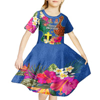 Personalised Tafea Day Kid Short Sleeve Dress Proud To Be A Ni-Van Beauty Pacific Flower LT03 - Polynesian Pride