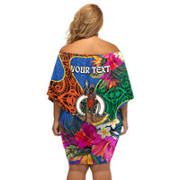 Personalised Tafea Day Off Shoulder Short Dress Proud To Be A Ni-Van Beauty Pacific Flower LT03 - Polynesian Pride