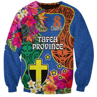 Personalised Tafea Day Sweatshirt Proud To Be A Ni-Van Beauty Pacific Flower LT03 Unisex Blue - Polynesian Pride