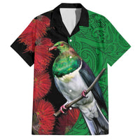 New Zealand Kereru And Pohutukawa Family Matching Long Sleeve Bodycon Dress and Hawaiian Shirt Maori Tribal Tattoo