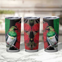 New Zealand Kereru And Pohutukawa Tumbler Cup Maori Tribal Tattoo