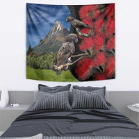 New Zealand Kea And Pohutukawa Tapestry With The Mountain Landscape