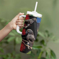New Zealand Kea And Pohutukawa Tumbler With Handle With The Mountain Landscape