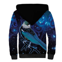 New Zealand Tui Bird Sherpa Hoodie The Pleiades Star Cluster and Koru Tribal Tattoo Galaxy Vibe