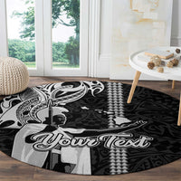 Custom Hawaii Lanai Island Round Carpet Hawaiian King and Kakau Symbols Abstract Shoulder Tattoo LT03 - Polynesian Pride