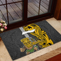 Hawaii Molokai Island Rubber Doormat Hawaiian Warrior and Kakau Symbols Abstract Tattoo LT03 - Polynesian Pride