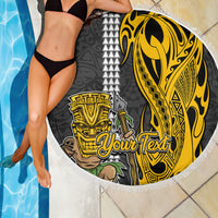 Custom Hawaii Molokai Island Beach Blanket Hawaiian Warrior and Kakau Symbols Abstract Tattoo LT03 - Wonder Print Shop