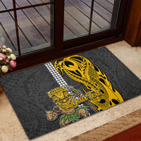 Custom Hawaii Molokai Island Rubber Doormat Hawaiian Warrior and Kakau Symbols Abstract Tattoo LT03 - Polynesian Pride