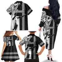 Hawaii Molokai Island Family Matching Off Shoulder Long Sleeve Dress and Hawaiian Shirt Hawaiian King and Kakau Symbols Abstract Shoulder Tattoo LT03 - Polynesian Pride