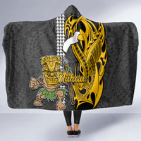 Hawaii Niihau Island Hooded Blanket Hawaiian Warrior and Kakau Symbols Abstract Tattoo LT03 - Polynesian Pride