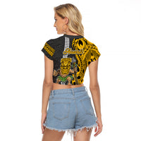 Hawaii Niihau Island Raglan Cropped T Shirt Hawaiian Warrior and Kakau Symbols Abstract Tattoo LT03 - Polynesian Pride