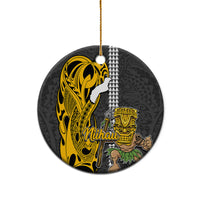 Custom Niihau Lanai Island Ceramic Ornament Hawaiian Warrior and Kakau Symbols Abstract Tattoo LT03 - Polynesian Pride