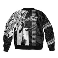 Custom Hawaii Niihau Island Sleeve Zip Bomber Jacket Hawaiian King and Kakau Symbols Abstract Shoulder Tattoo LT03 - Polynesian Pride