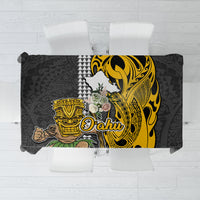 Hawaii Oahu Island Tablecloth Hawaiian Warrior and Kakau Symbols Abstract Tattoo LT03 Yellow - Polynesian Pride
