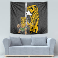 Hawaii Oahu Island Tapestry Hawaiian Warrior and Kakau Symbols Abstract Tattoo LT03 - Polynesian Pride