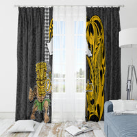 Hawaii Oahu Island Window Curtain Hawaiian Warrior and Kakau Symbols Abstract Tattoo LT03 - Polynesian Pride