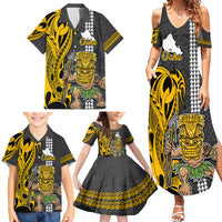 Custom Hawaii Oahu Island Family Matching Summer Maxi Dress and Hawaiian Shirt Hawaiian Warrior and Kakau Symbols Abstract Tattoo LT03 - Polynesian Pride